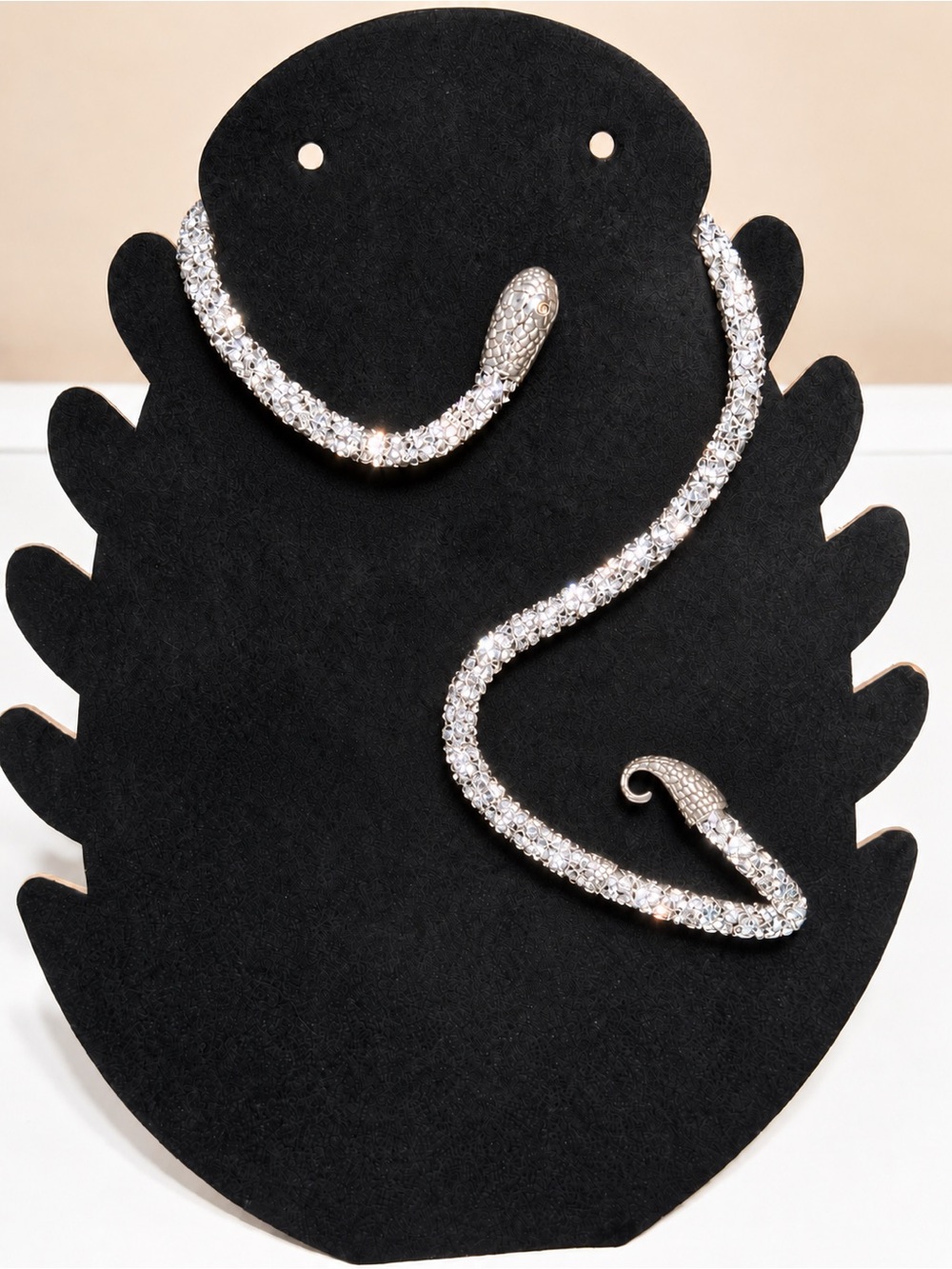 Silver Rhinestone Snake Necklace 29.5” - Picture 3 of 8